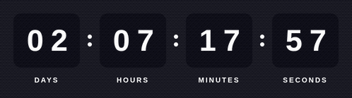 A tikio countdown GIF showing days, hours, minutes and seconds, with no watermark